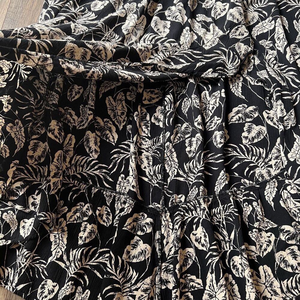 Angie Maxi Skirt Large Floral Beige Black Hi Lo Hem - Picture 3 of 5